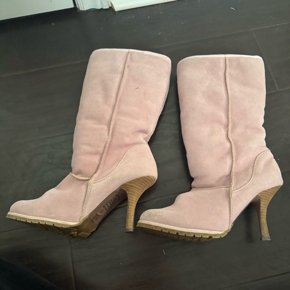 Pink Suede Women's Boots y2k Barbie Sherpa lined diva coquette winter 8 - Picture 5 of 8